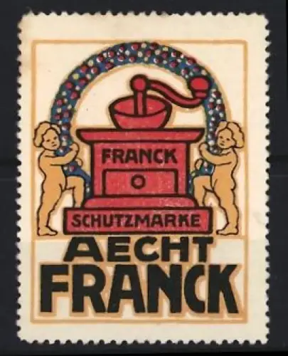 Reklamemarke Aechte Franck, Kaffee, Kaffeemühle und Kinder