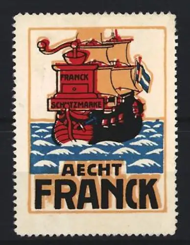 Reklamemarke Aecht Franck, Kaffee, Schiff auf See