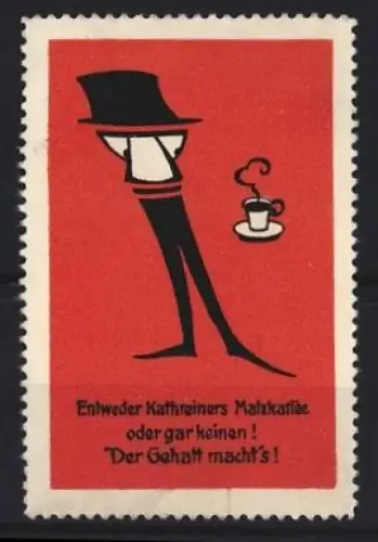 Reklamemarke Kathreiners Malzkaffee, Mann mit Kaffeetasse