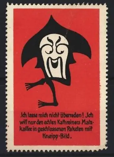 Reklamemarke Kathrainers Malzkaffee, Maskenfigur