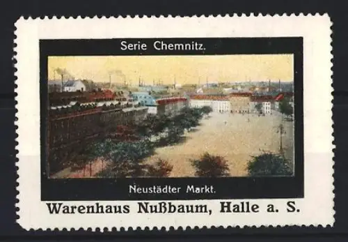 Reklamemarke Halle a. S., Warenhaus Nussbaum, Neustädter Markt