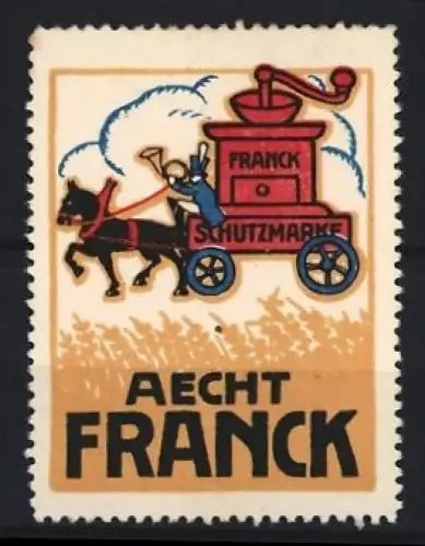 Reklamemarke Aecht Franck, Kaffee, Pferd und Kutsche