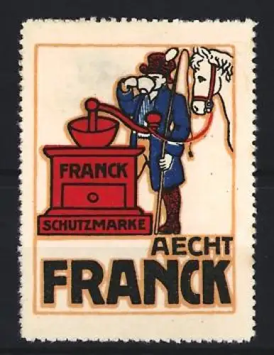 Reklamemarke Aecht Franck, Kaffee, Kaffeetrinker mit Pferd