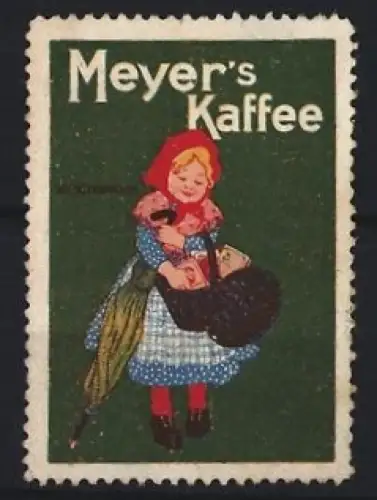 Reklamemarke Meyer`s Kaffee, Mädchen mit Korb