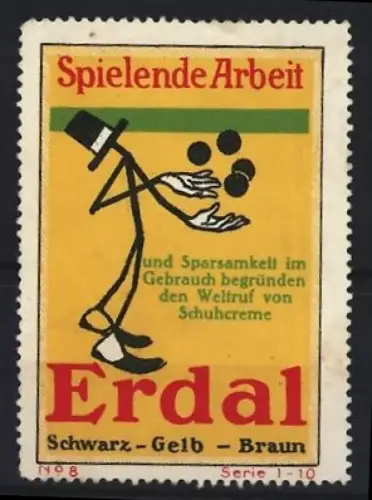 Reklamemarke Erdal, Schuhcreme, Jonglierende Figur