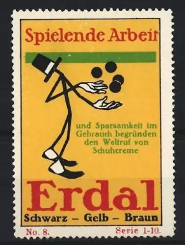 Reklamemarke Erdal, Schuhcreme, jonglierende Figur