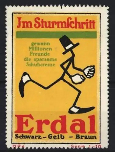 Reklamemarke Erdal, Schuhcreme, laufende Figur