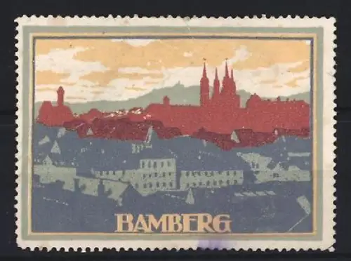 Reklamemarke Bamberg, Silhouette der Stadt