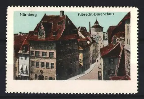 Reklamemarke Nürnberg, Albrecht-Dürer-Haus, historische Architekturansicht