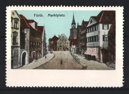 Reklamemarke Fürth, Marktplatz, historische Ortsansicht