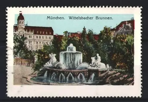 Reklamemarke München, Wittelsbacher Brunnen, Brunnen mit Figuren