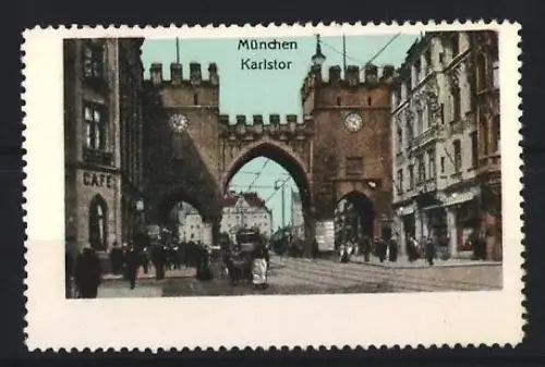 Reklamemarke München, Karlstor, Stadttor-Szene