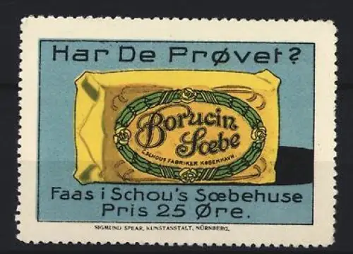 Reklamemarke Kopenhagen, Borucin Sæbe, Seifenverpackung