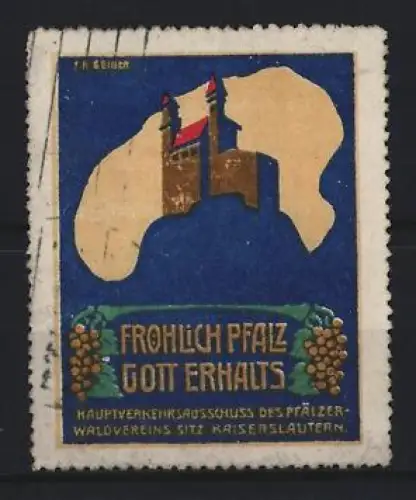 Reklamemarke Kaiserslautern, Hauptverkehrsausschuss des Pfälzer-Waldvereins, Burgsilhouette