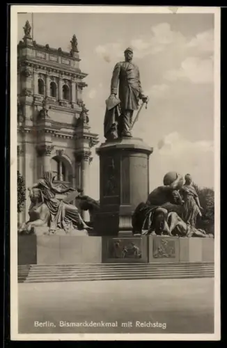 AK Berlin, Bismarckdenkmal, Reichstag