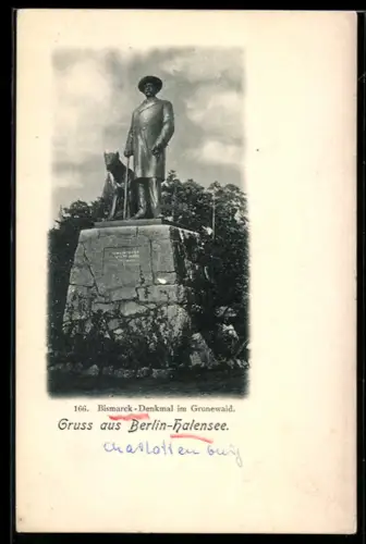 AK Berlin-Halensee, Bismarck-Denkmal im Grunewald