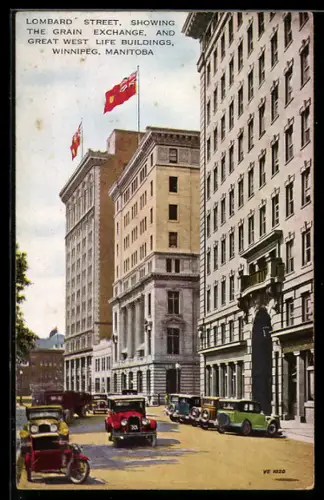 AK Winnipeg, Lombard Street, showing the Grain Exchange and Great West Life Buildings