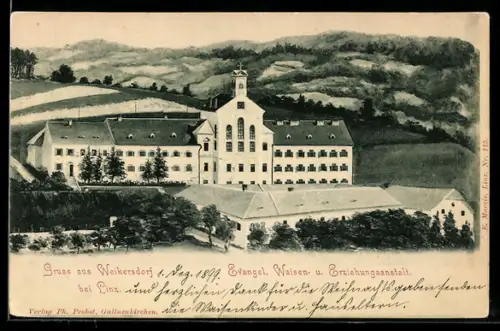 AK Alberndorf in der Riedmark, Weikersdorf bei Linz, Evangl. Waisen- u. Erziehungsanstalt