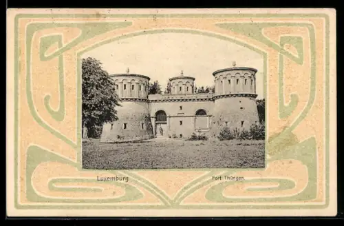 AK Luxemburg, Fort Thongen, Passepartout im Jugendstil