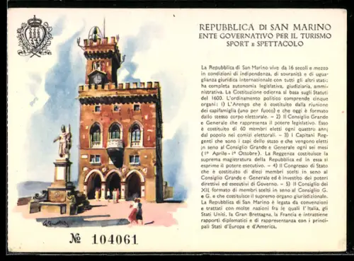 Künstler-AK San Marino, Il Palazzo pubblico