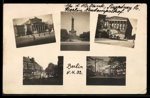 AK Berlin, Nationalgalerie, Siegessäule, Allianz Versicherungs-Gebäude