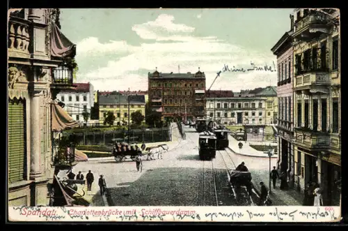 AK Spandau, Charlottenbrücke mit Schiffbauerdamm