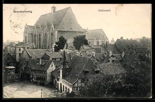 AK Braunschweig, Stadtteil Ottilienteil mit Dom