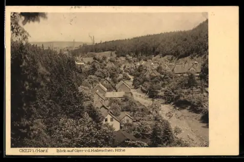 AK Oker i. Harz, Blick auf Oker von der Halleschen Höhe
