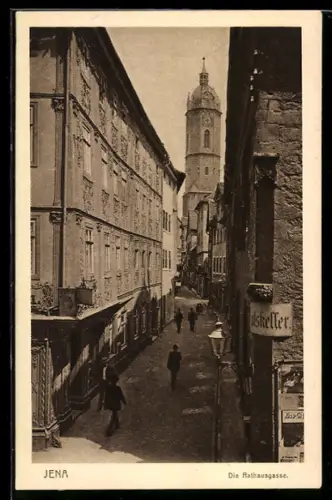 AK Jena, Rathausgasse, Stadtturm, Ratskeller