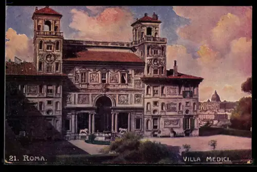 Künstler-AK Roma, Villa Medici