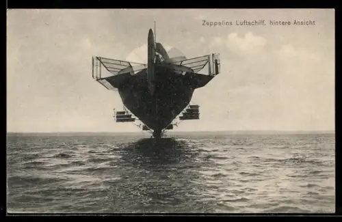 AK Zeppelins Luftschiff, hintere Ansicht