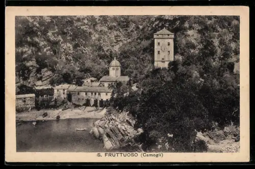 AK San Fruttuoso (Camogli), Blick zur Abtei in der Bucht