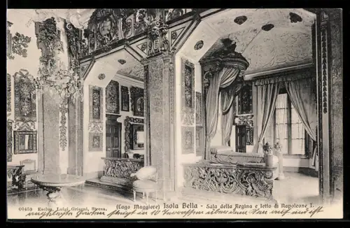 AK Isola Bella /Lago Maggiore, Sala della Regina e letto di Napoleone I.