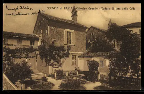 AK Certosa di Pavia, Chiostro Grande, Veduta di una della celle