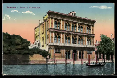 AK Venezia, Palazzo Vendramin sul Canal Grande con gondola