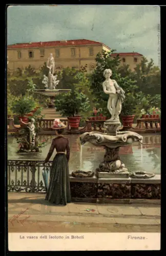 AK Firenze, La vasca dell Isolotto in Boboli