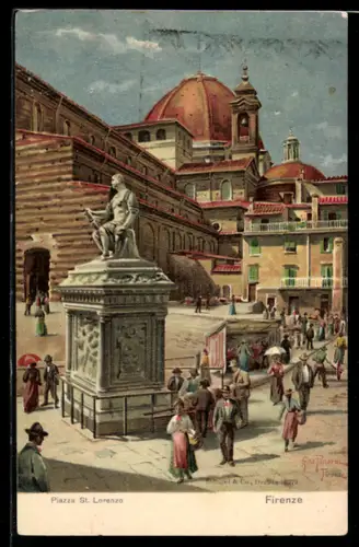 Lithographie Firenze, Piazza St. Lorenzo