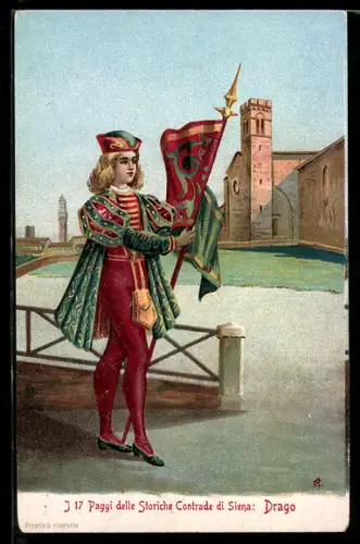 Künstler-AK Siena, Paggi delle Storiche Contrade di Siena, Drago