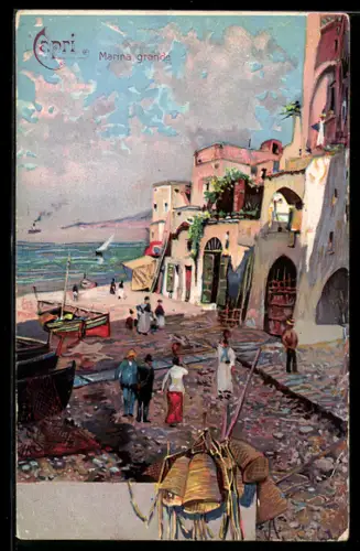 Künstler-AK Capri, Marina Grande
