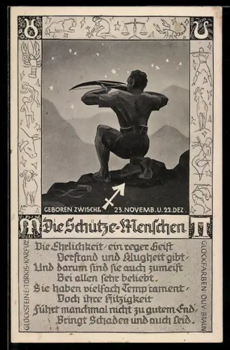 AK Die Schütze-Menschen, Sternzeichen, Horoskop, Astrologie