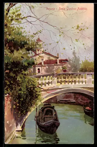 Künstler-AK Venezia, Ponte Giardino Publico