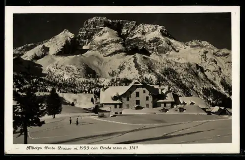 AK Prags, Prato Piazza, Albergo Prato Piazza con Croda Rossa innevata