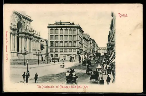 AK Roma, Via Nazionale, col Palazzo delle Belle Arti