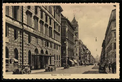 AK Roma, Via Nazionale con automobili d`epoca