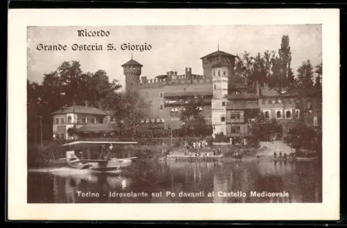 AK Torino, Idrovolante sul Po davanti al Castello Medioevale