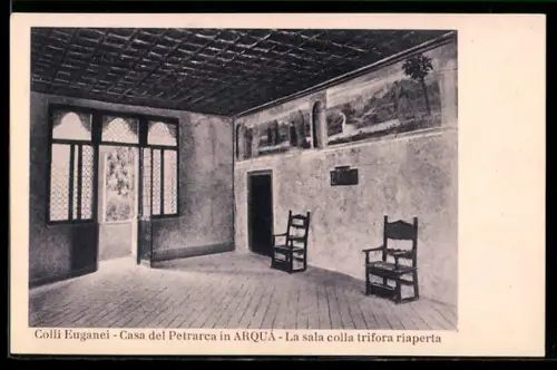 AK Arquà Petrarca /Colli Euganei, Casa del Petrarca, La sala colla trifora riaperta