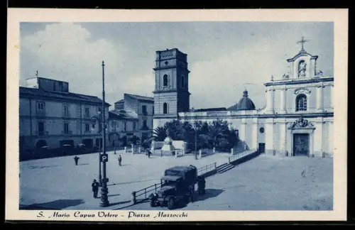 AK S. Maria Capua Vetere, Piazza Mazzocchi con chiesa e campanile in vista