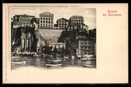 AK Sorrento, Panorama con edifici storici e barche sul mare