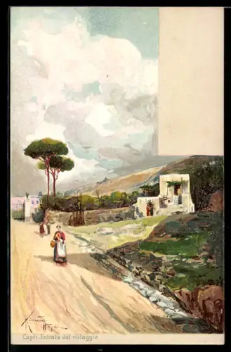 Lithographie Capri, Entrata del villaggio