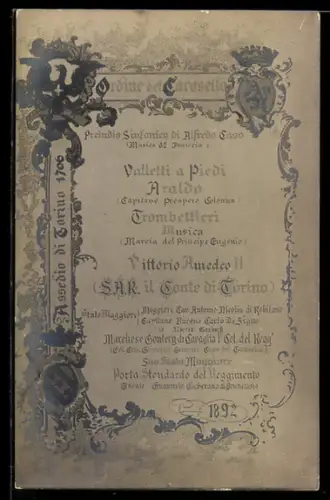 AK Torino, Ordine del Carosello 1897 con programma dettagliato dell`evento